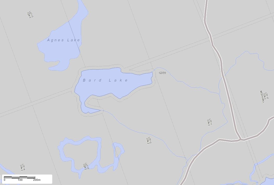 Crown Land Map of Bard Lake in Municipality of McDougall and the District of Parry Sound